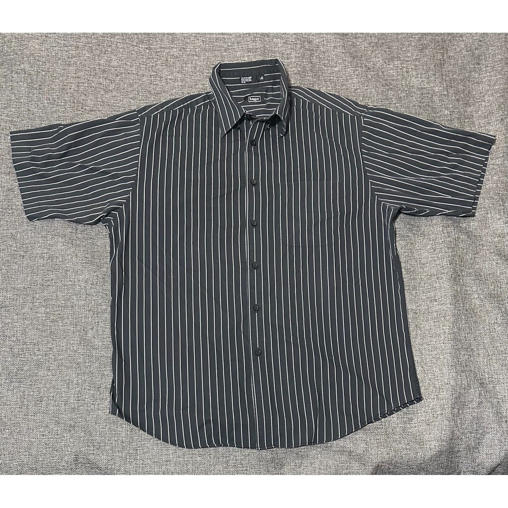 Haggar Men's L Striped Short Sleeve Shirt